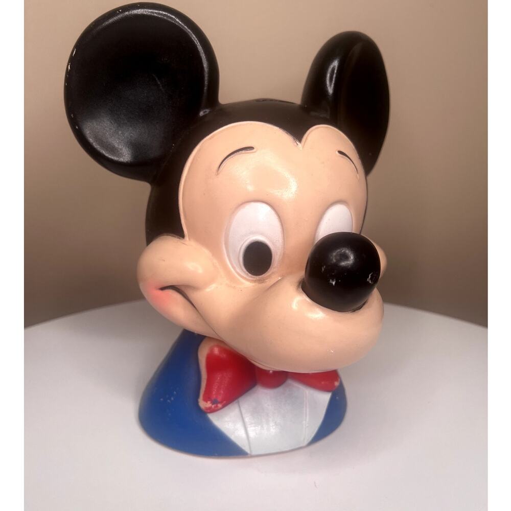 Vintage 1971 Play Pal Plastics Mickey Mouse Tuxedo Coin Bank - Missing Stopper